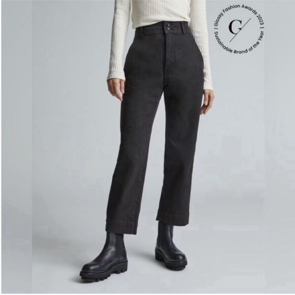 NWT Everlane The Organic Straight-Leg Pant in BlackSize 00